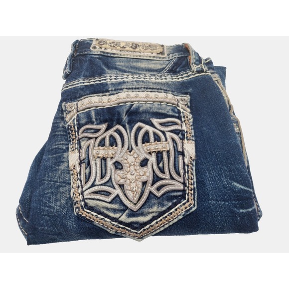 Rock Revival Denim - Rock Revival Rosalie Skinny Jeans Womens 28 Embellished Rhinestone Pockets